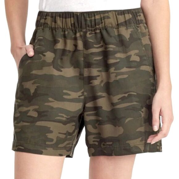 NEW Sanctuary Social Standard High Rise Elastic Waist Boardwalk Camo Shorts SZ L - Picture 1 of 12